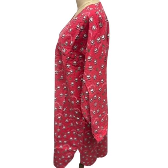"Botany 500" Red Flannel Christmas Night Shirt VTG SZ S/M  Santa & Wreaths Mom - Picture 5 of 12